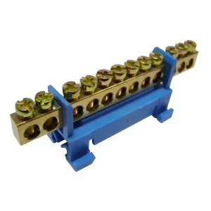 Bornera Repartidora Unipolar 12 Conexiones Din Azul