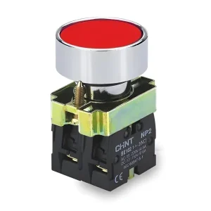 Pulsador Metalico Ø22mm Rasante Rojo NC