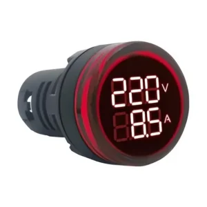 Voltamperimetro Digital Ojo de Buey Ø 22mm 50-500V Rojo