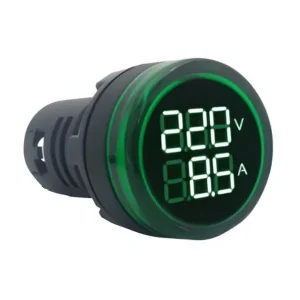 Voltamperimetro Digital Ojo de Buey Ø 22mm 50-500V Verde