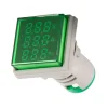 Voltimetro Amperimetro Frecuencimetro Ø 22mm 100A 500V Verde