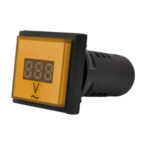 Voltimetro Digital Ojo de Buey 22mm Cuadrado 80 / 500V Ambar