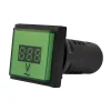 Voltimetro Digital Ojo de Buey 22mm Cuadrado 80 / 500V Verde