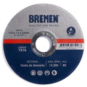 Disco Corte Amoladora Metal 115x1,0x22mm Bremen
