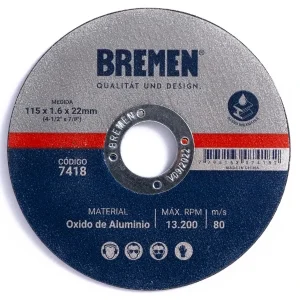 Disco Corte Amoladora Metal 115x1,6x22mm Bremen