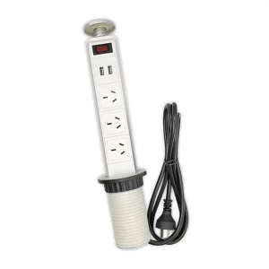 Estacion Carga Telescopica 3 Tomas + 2 USB Embutir Blanca