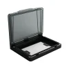 Open black plastic storage case with clear lid, empty interior for organization or transport of small items